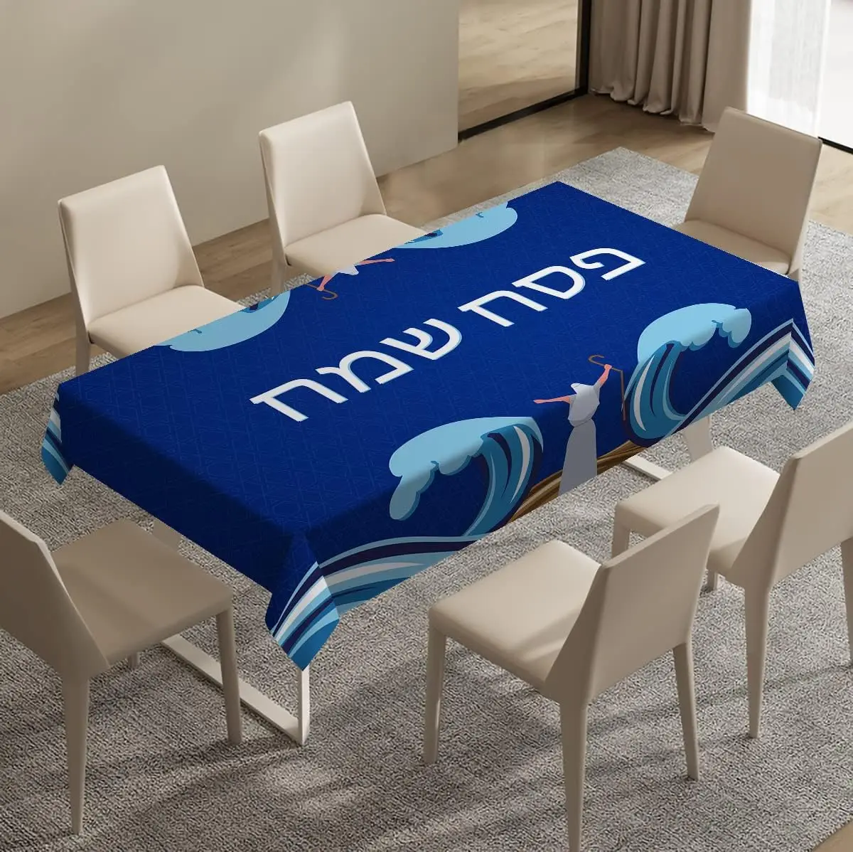 Passover Waterproof Tablecloth Moses The Red Sea Jews Pesach Party Decoration Reusable Kitchen Dining Tablecloth Table Decor