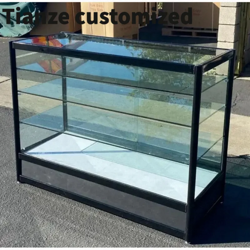 

Customized-US hot-selling glass display showcase with LED light Smoke Shop products fullretail store display cases