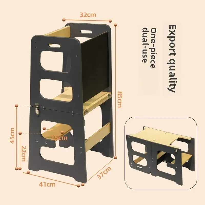 Children's 3-in-1 Foldable Hand Washing Stool Multi-functional Kitchen Stool Montessori Climbing Chair Learning Tower