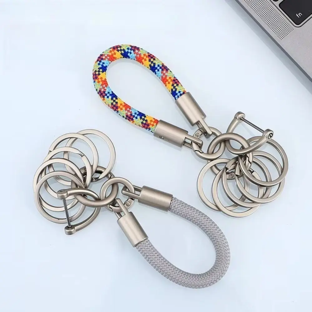 Thickened Rope Woven Rope Keychain Metal Quick-hook Anti-lost Design Car Key Wrist Strap Creative Shape