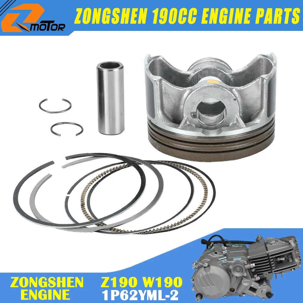 Motorcycle 62mm Piston And Piston Ring Kit For ZongShen ZS 190cc Z190 W190 1P62YML-2 Engine Dirt Pit Bike ATV Quad