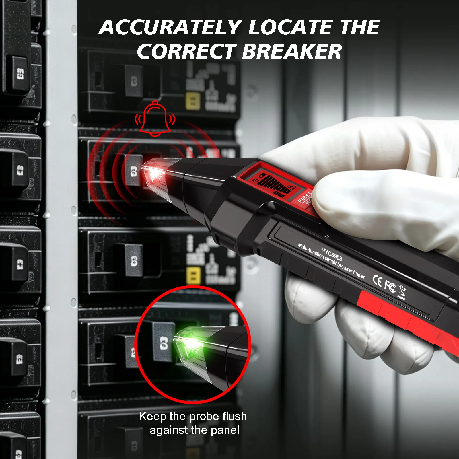 HYC5903 Circuit Breaker Finder Non-Contact Voltage Tester GFCI Socket Tester 2-in-1 Circuit Tracer Wire Fault Detector