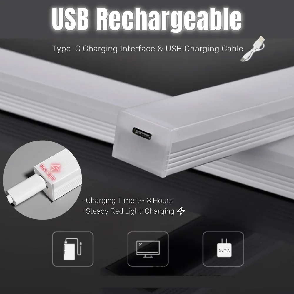 AITHEA Rechargeable Motion Sensor LED Cabinet Light Induction Night Light Portable Bar Lamp for Bedside Wardrobe Closet Aisle