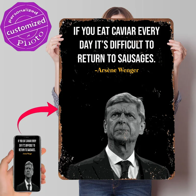 Placa de Metal Personalizada com Citações de Arsène Wenger, Arte de Parede Retrô Vintage para Decoração de Caverna do Homem e Sala de Jogos