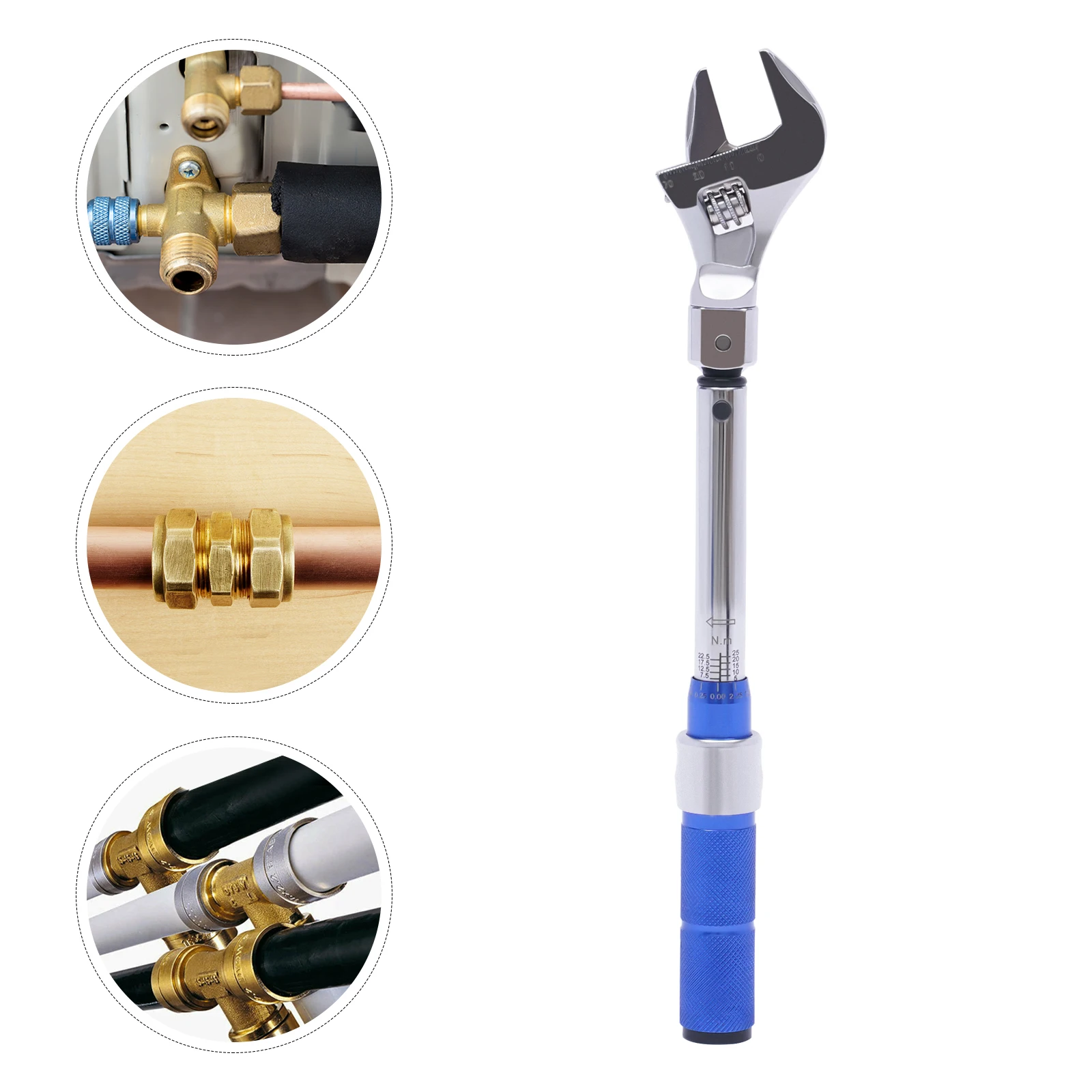 Clé dynamométrique réglable, clé dynamométrique à extrémité ouverte de 5 à 25 Nm 30 mm avec tête variable pour mini système de division et de réfrigération