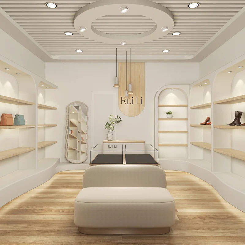 custom.High-End Custom-Made Display Racks Shoe Leather Goods Bags Clothing Store Island Cabinets Company Showroom Cabinets L