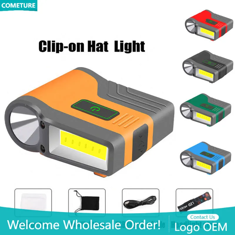 

USB Rechargable Cap Head Torch Light Camping Lamp Portable Waterproof Clip-on Baseball Cap Lamps Motion Induction Light