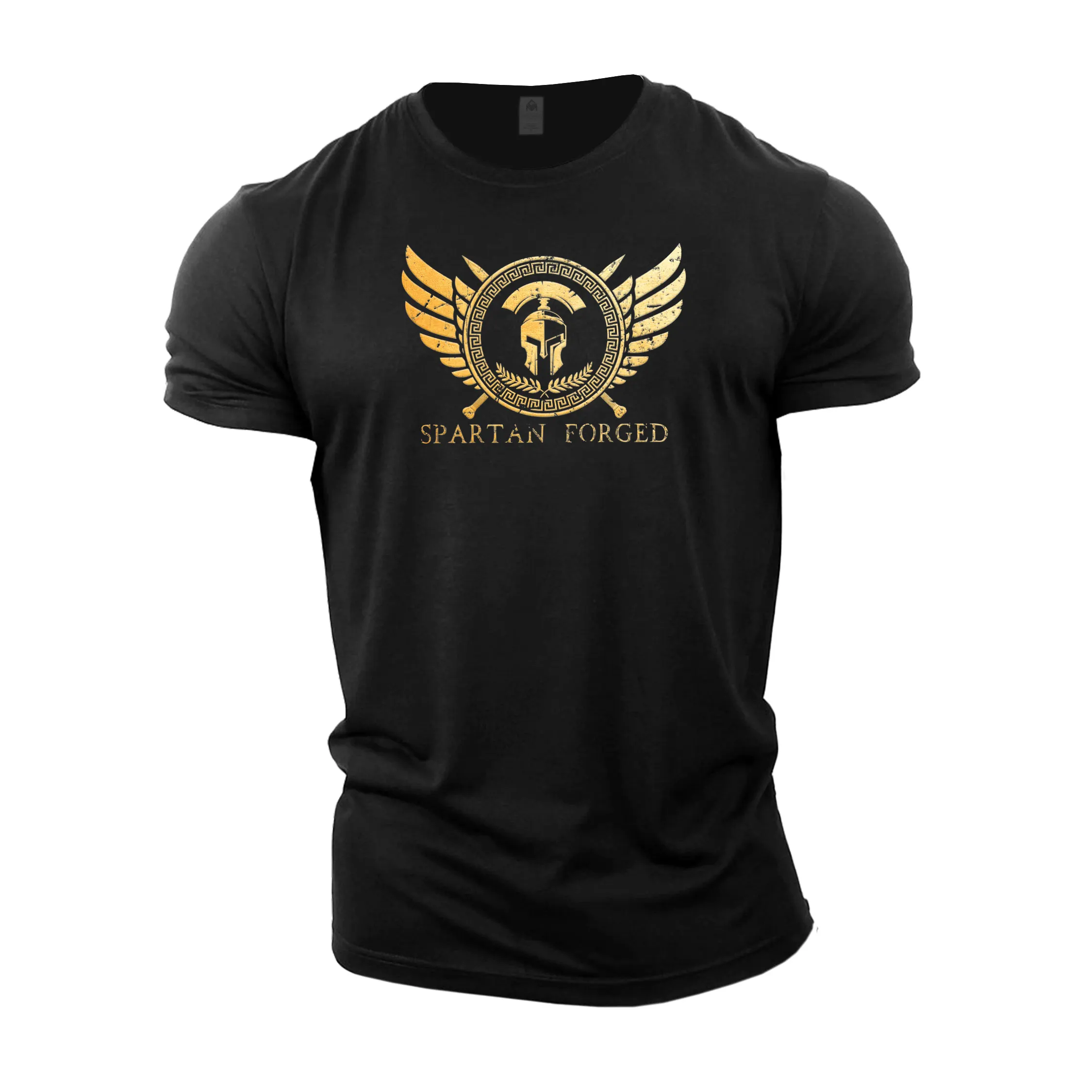 

Fashion Streetwear Spartan Logo Graphic Men's Black T-shirt Simple Casual O-Neck Short Sleeve Summer Daily Versatile Top 6XL