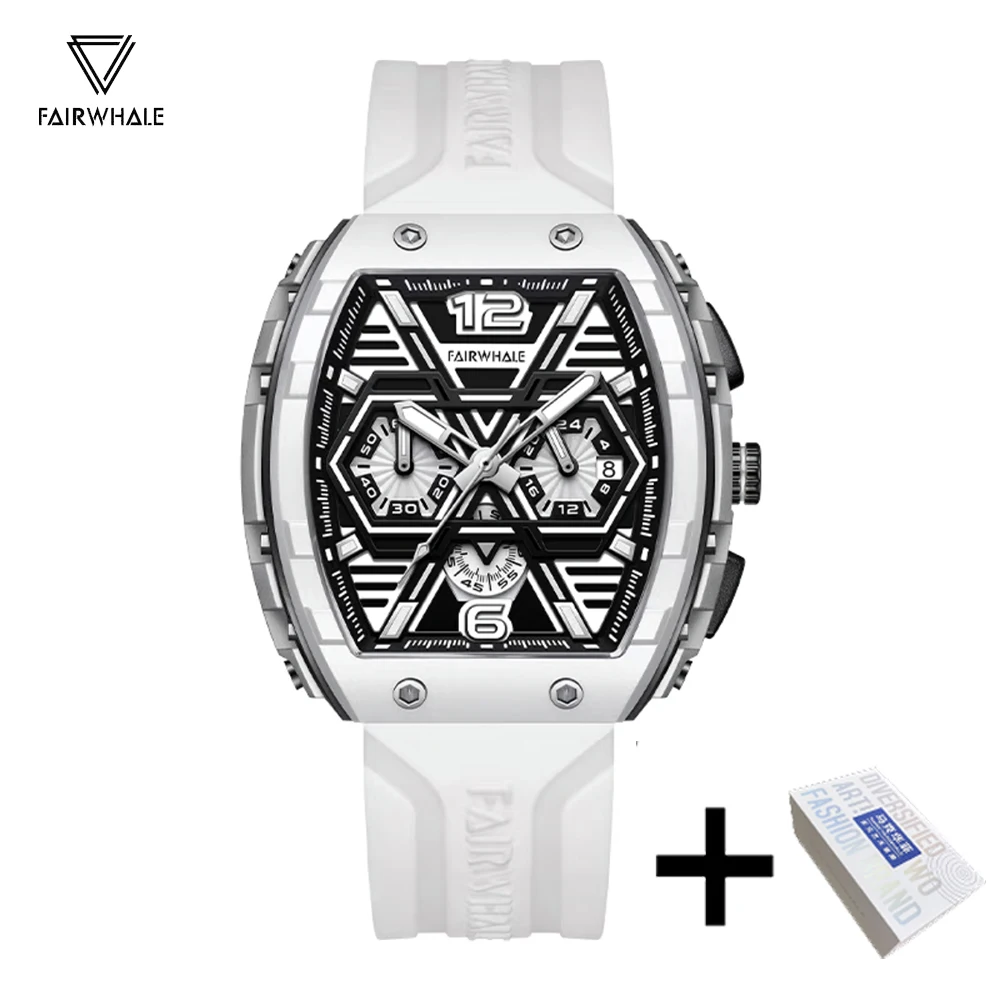 Mark Fairwhale Mens Luxury Watch Automatic Date Sports Quartz Silicone Fashion Waterproof Tonneau Mille Wristwatch 2025