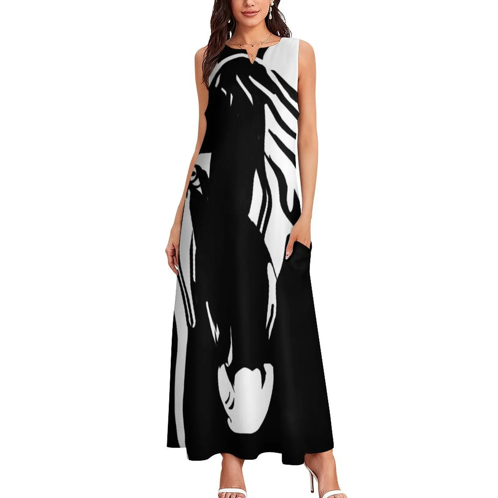 Black and White Horse Silhouette Long Dress summer woman dress 2025 women's clothing trend 2025 Dress