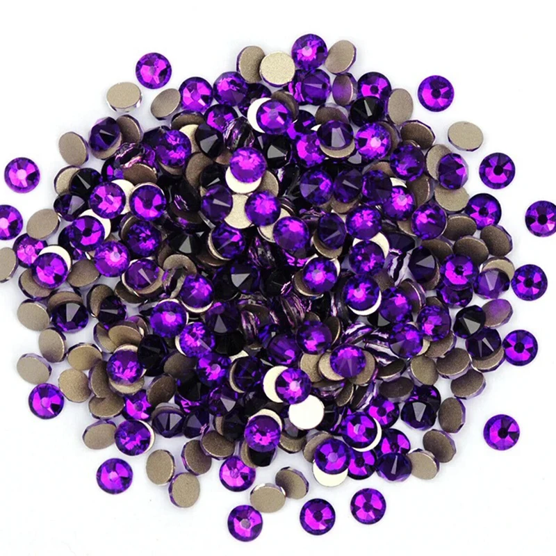 YANRUO 2088NOHF Purple Valvet Glass Crystal Glitters Rhinestones All for Handiwork Crafts Dress DIY