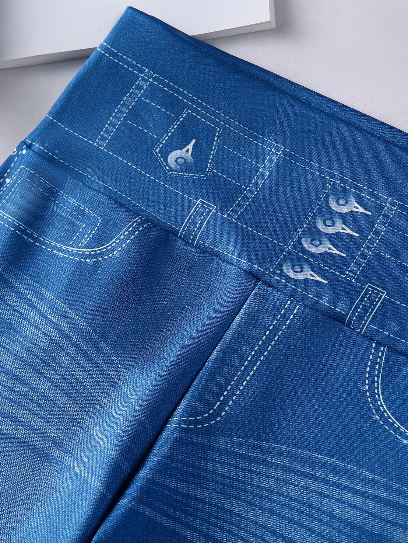 Nieuwe Mode Hoge Taille Imitatie Denim Leggings Vrouwen Europa En Amerika Sexy High-Stretch Strakke Negenpunts Broek Dames