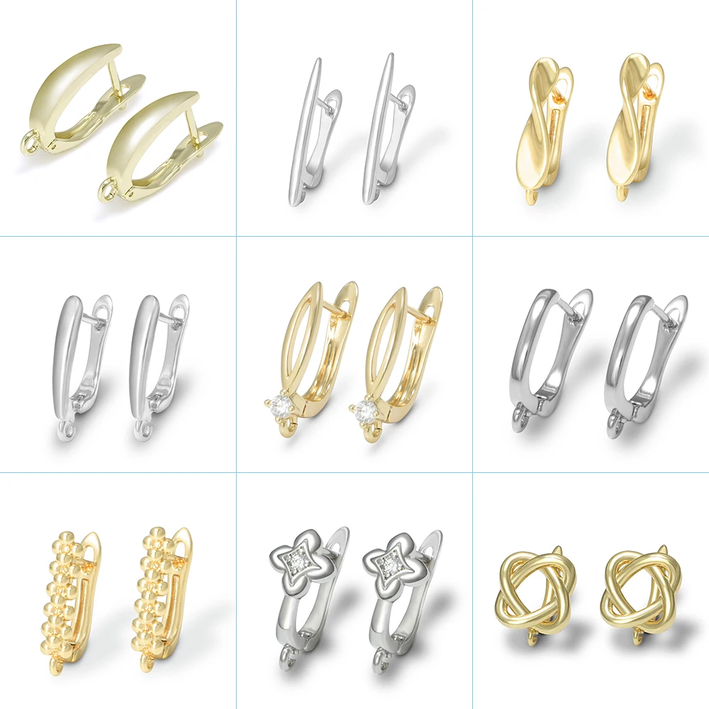 

DARENLI Multi Styles 1 Pair 18K Gold/Rhoduim Plated Smooth Earring Hooks Clasps For Handmade Jewelry Making Accessories
