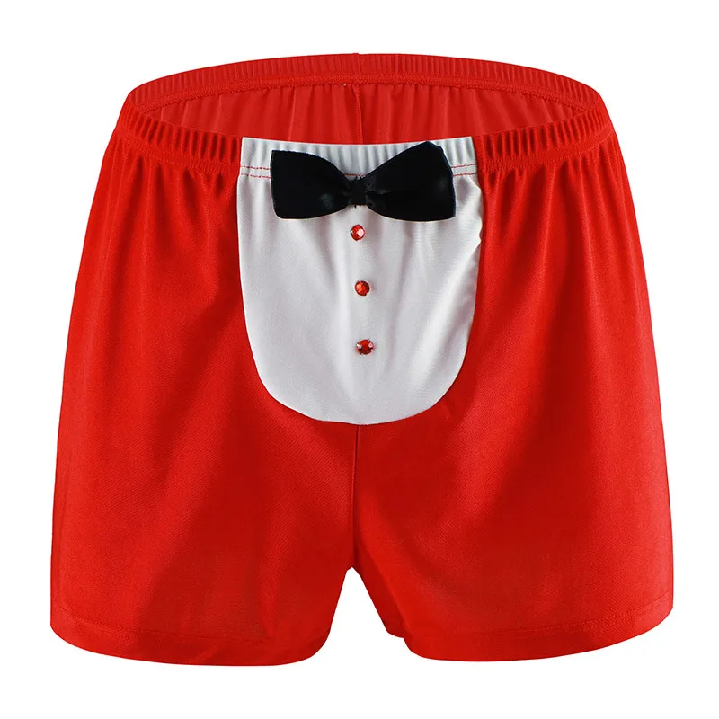 

Men's Bulge Sexy Bowtie Tuxedo Boxer Briefs Gay Low Rise U-Pouch Breathable Thin Nylon Underwear Novelty Party Shorts Underpants