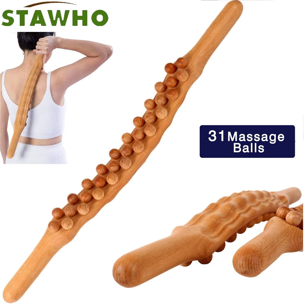 

Wood Therapy Massage Roller Stick Tools,for Lymphatic Drainage,Body Sculpting,Ease Neck Back Waist Pain Handheld Massage Stick