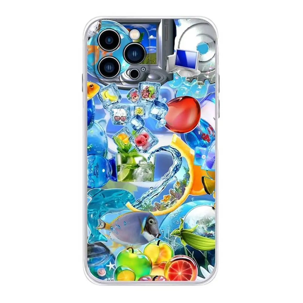 Phone Case For iPhone 17,16,15,14,13,12,11 Plus,Pro,Max,XR,Plus,E,MiniFrutiger Aero Transparent Soft Cover