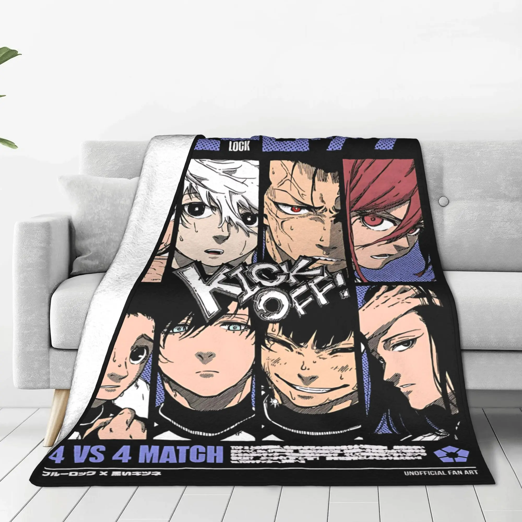 1PC Blue Lock Football Anime  home room decorations Winter Blankets for Adults Bedding Home Interior Sofa Knee