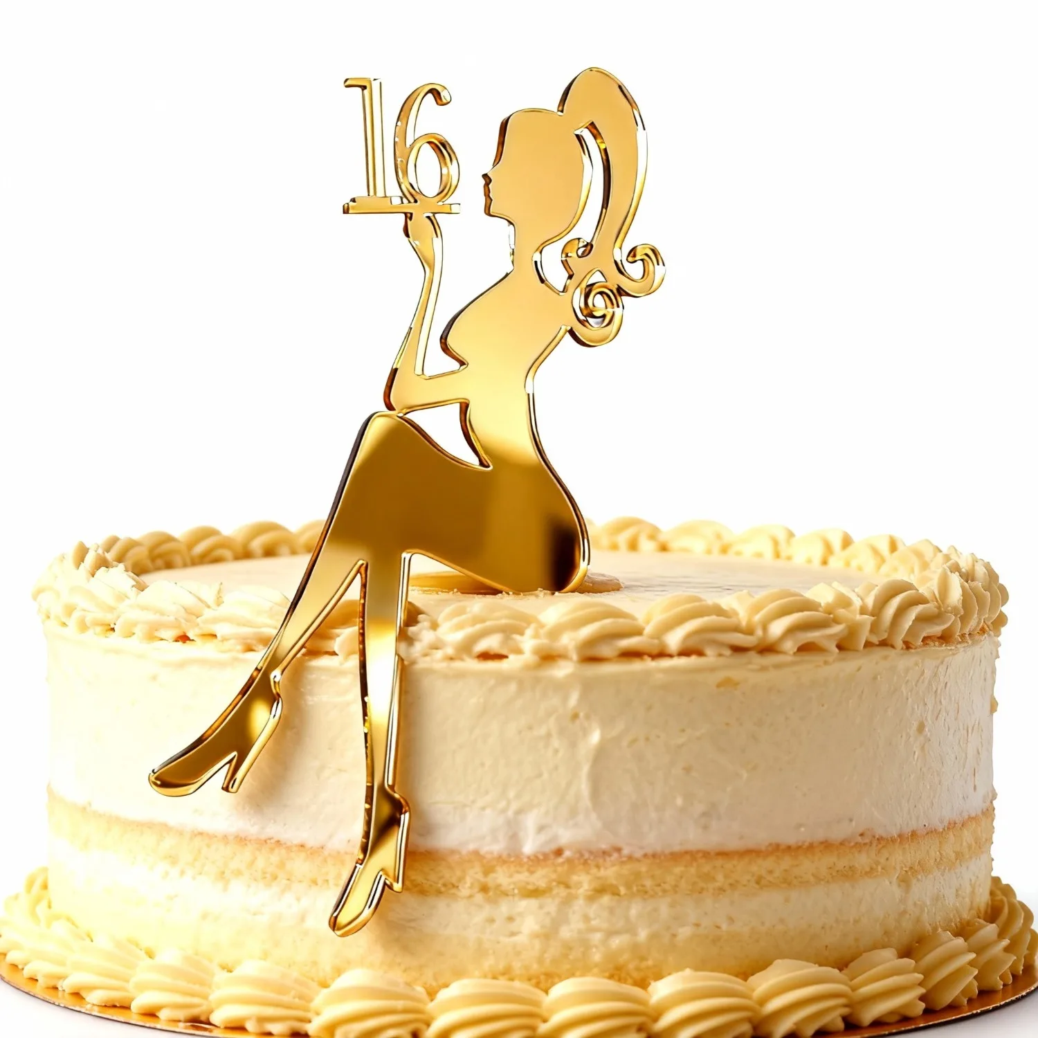 Adorno para tarta dulce 16 de acrílico dorado, decoración elegante número 16 para regalo de cumpleaños, quinceañera y hito, 1 ud.