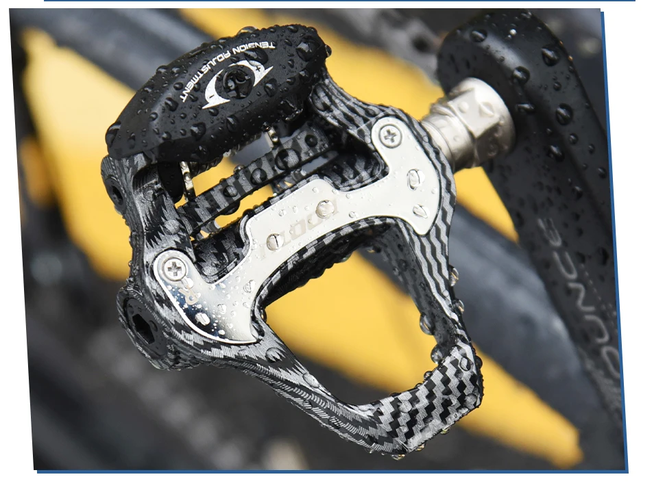 Pedales automáticos para bicicleta de carretera, pedales con clip de carbono con rodamientos sellados, funciona con peda