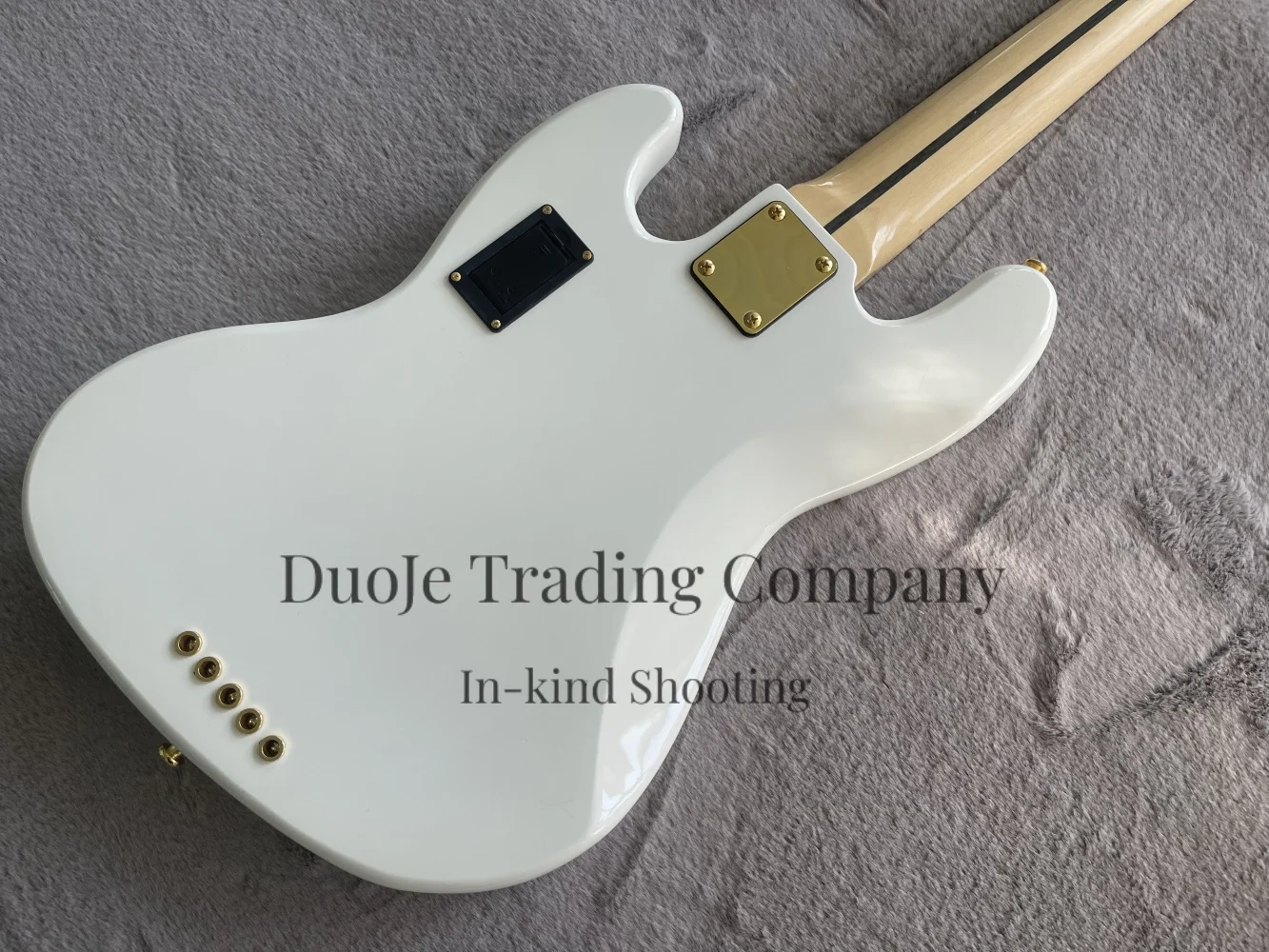 5-string classical white bass, cream bass, golden bridge, solid wood body, maple fingerboard, active battery, customizable view 4