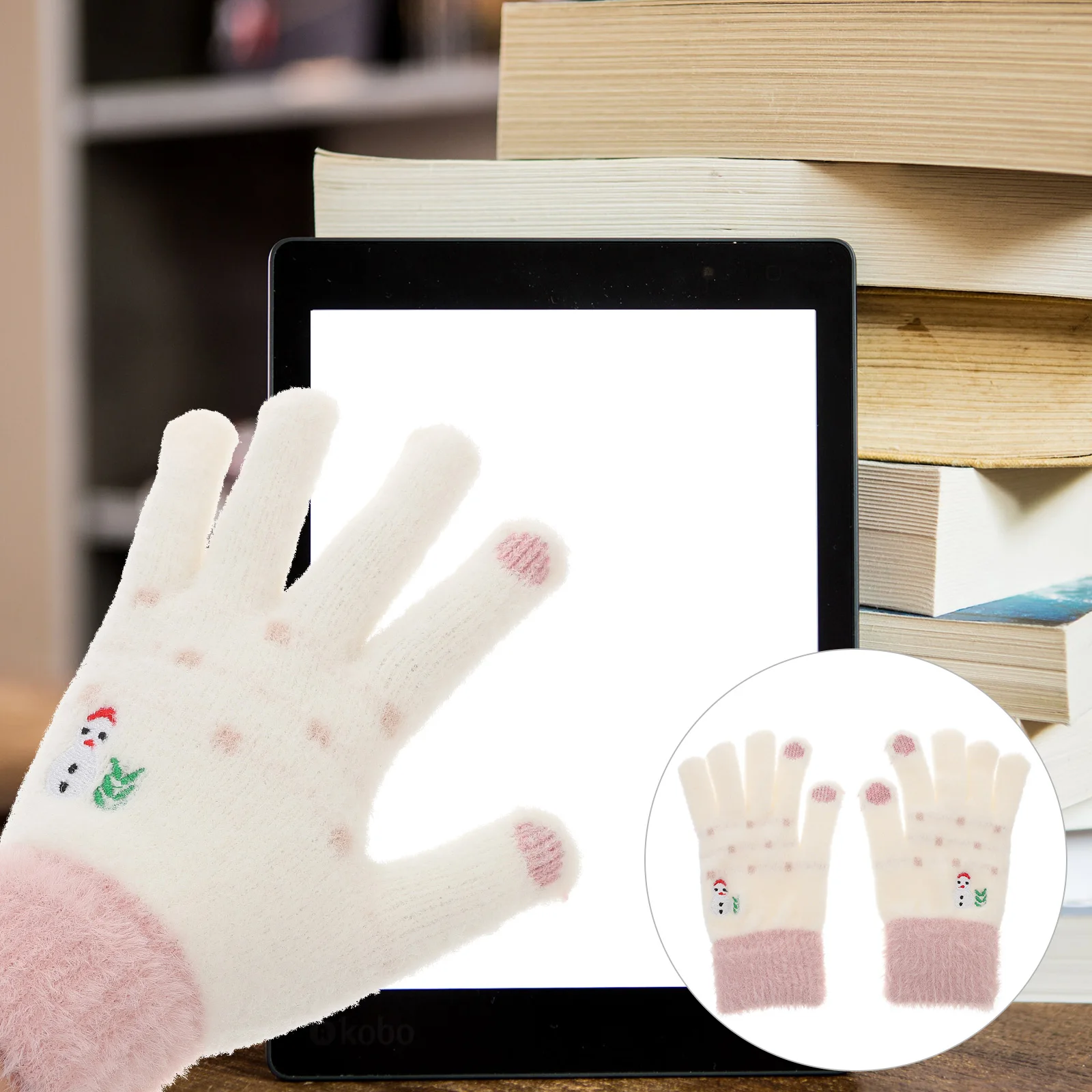 زوج واحد من قفازات الشاشة للنساء بنمط عيد الميلاد، قفازات يد شتوية سميكة للاستخدام في الطقس البارد في الهواء الطلق