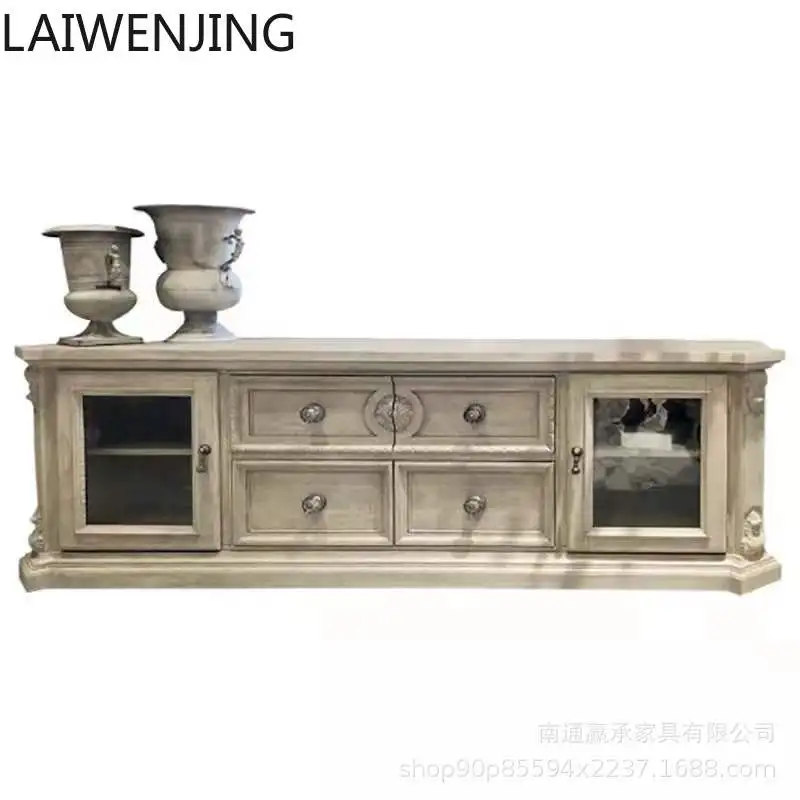

HLZ country TV cabinet architectural solid wood furniture retro display cabinet