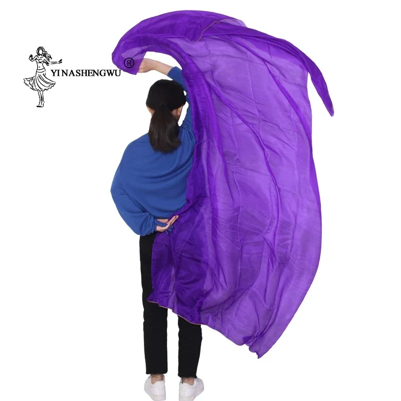 Nouveau Voiles de danse du ventre en soie Pure, écharpe de danse du ventre, voiles en soie pour pratique du spectacle sur scène, couleur violet pur
