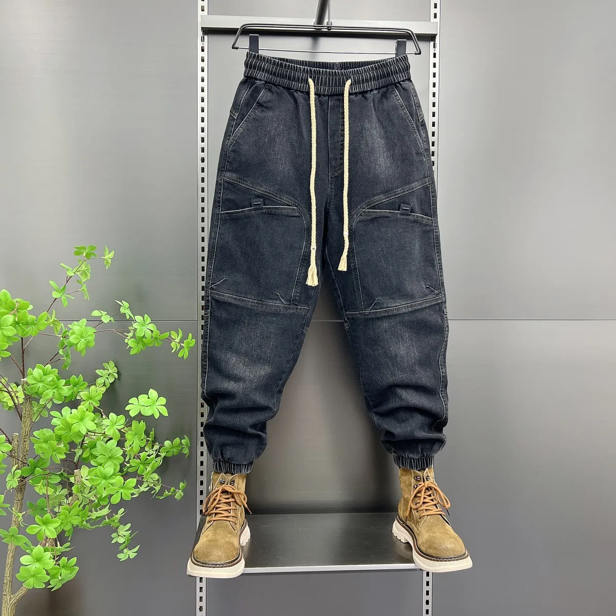 Autunno 2024 Jeans da uomo alla moda American Retro Big ket Harlan Pantaloni Giovani Casual Slim Fit Comodi pantaloni lunghi resistenti all'usura