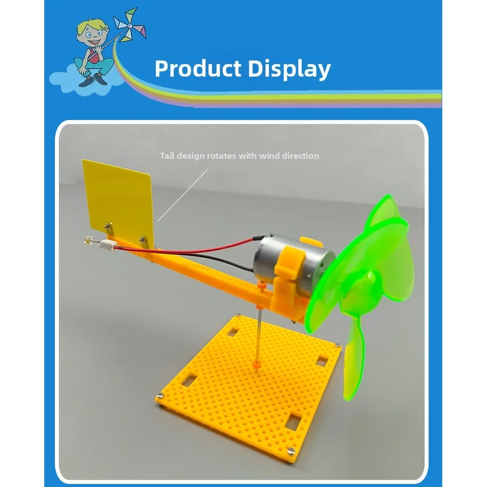 Wind for turbine for educational Model Kit with Red LED Light and for All Necessary Parts Plastic Metal Electronic for Ages 8+
