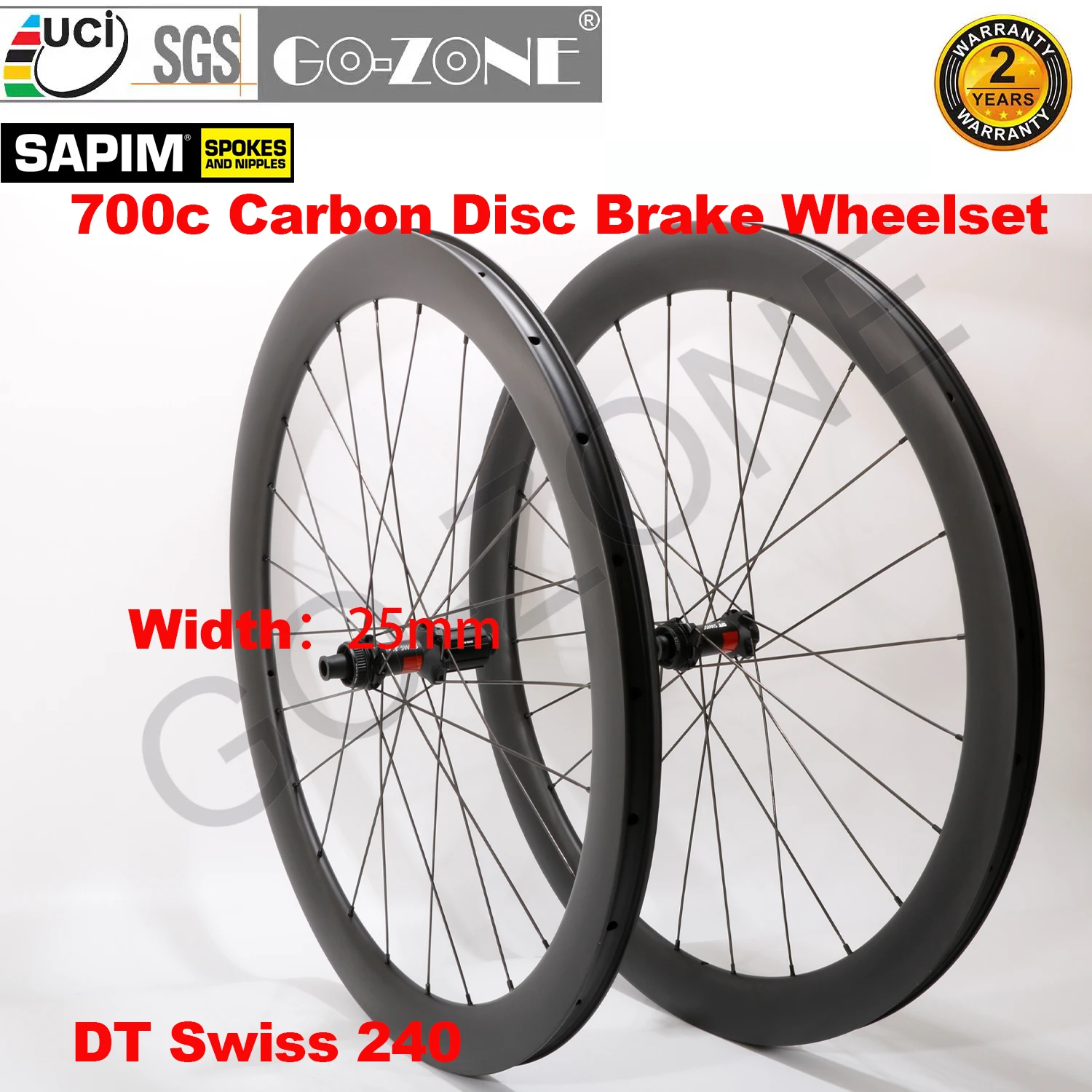 

700c Carbon Wheelset Disc Brake Clincher Tubeless Tubular DT 240 Sapim Center Lock Or 6 Bolt Carbon Road Wheelset