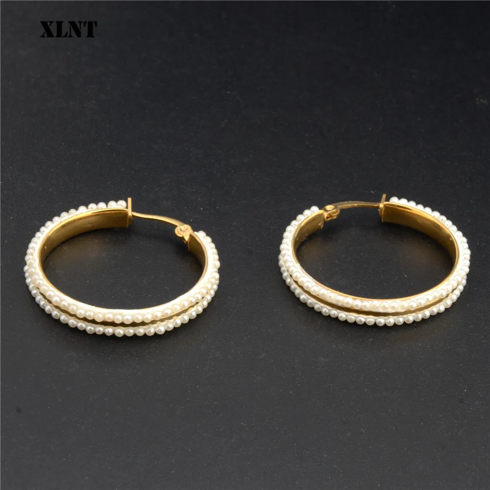 XLNT 2019 baru Vintage Jepang Korea Hoop anting untuk wanita buatan tangan manis Simulasi mutiara lingkaran perhiasan Pendientes hadiah