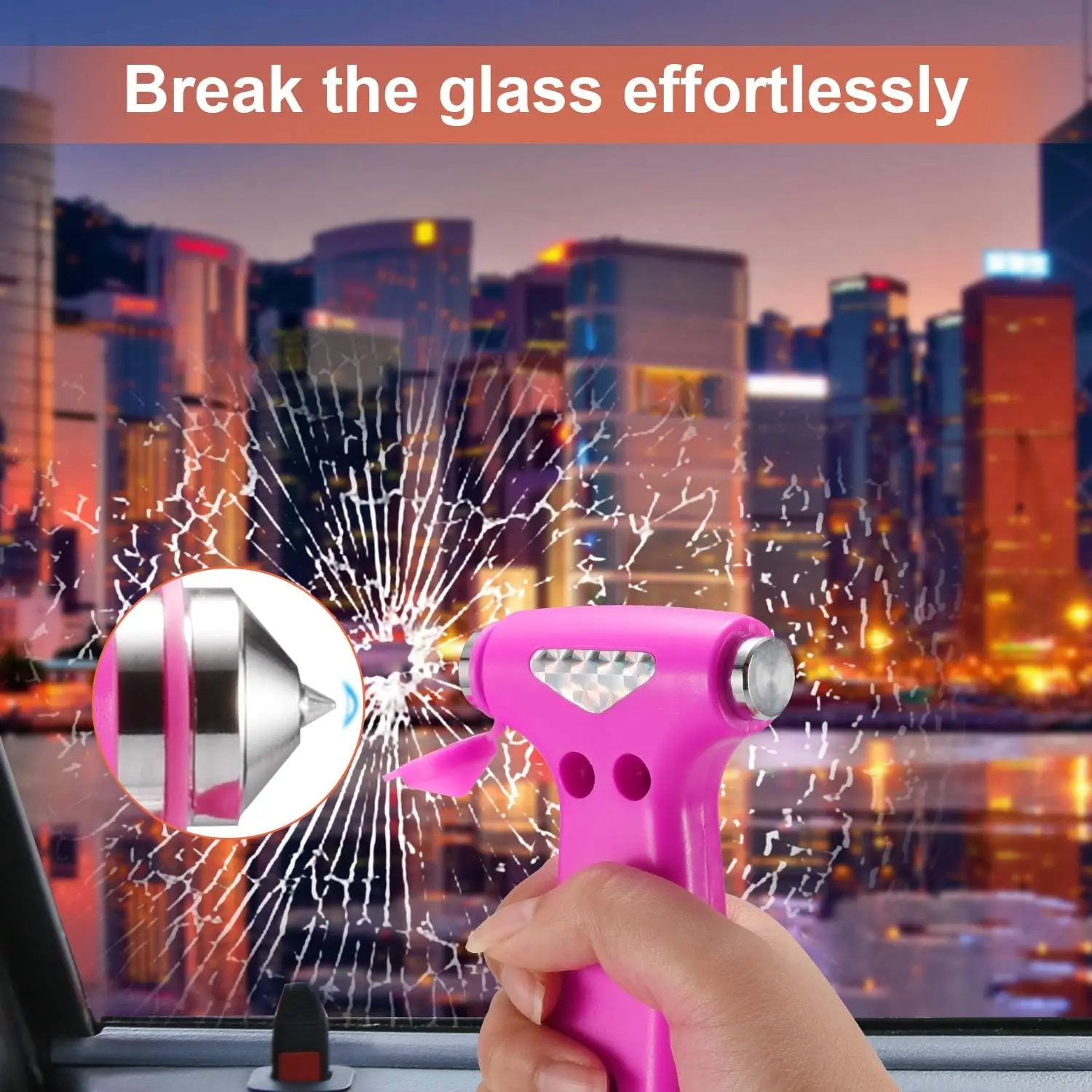 Car 2-in-1 Escape Hammer Window Breaker, Roadside Safety Tool Kit, Safety Hammer Glass Crusher, Available in Multiple Colors