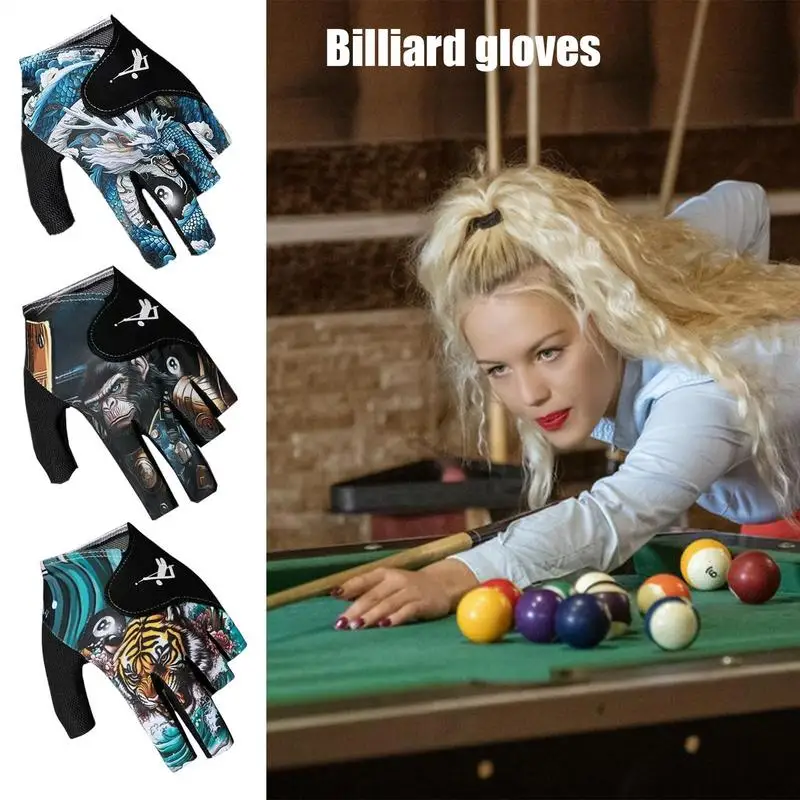 

Бильярдные перчатки для левой руки, снукеры с половиной пальца, бильярдные перчатки, нескользящие наклейки, эластичные тренировочные перчатки для бильярда, аксессуары
