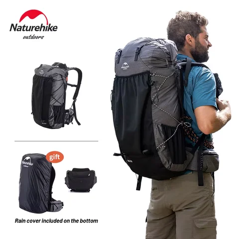 Mochila Masculina Naturehike 40L para Escalada, Viagem, Pesca, Trekking, Camping e Hiking com Capa