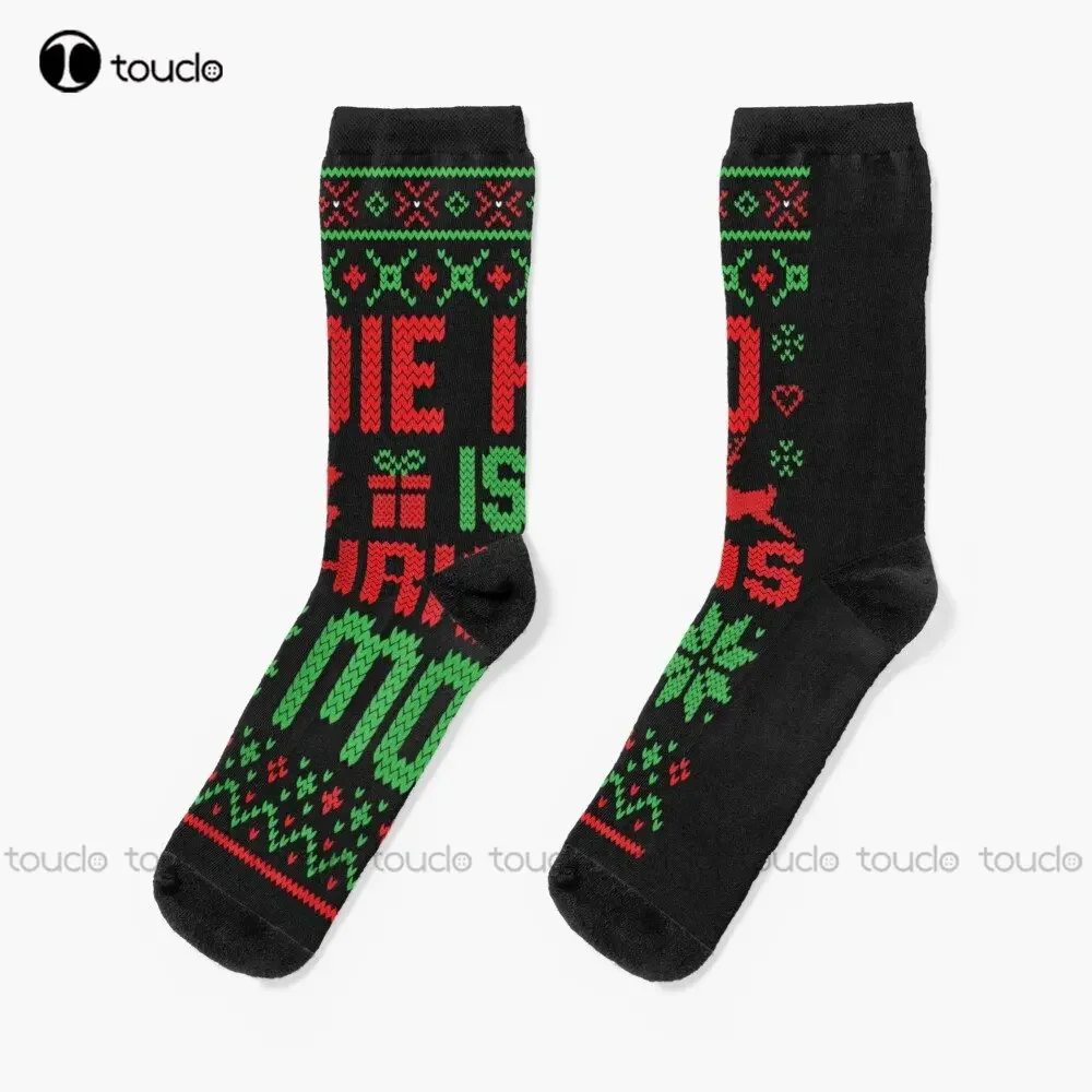 Die Hard Is A Christmas Movie Funny Ugly Christmas Socks Long Black Socks Christmas New Year Gift Custom Gift Streetwear Funny
