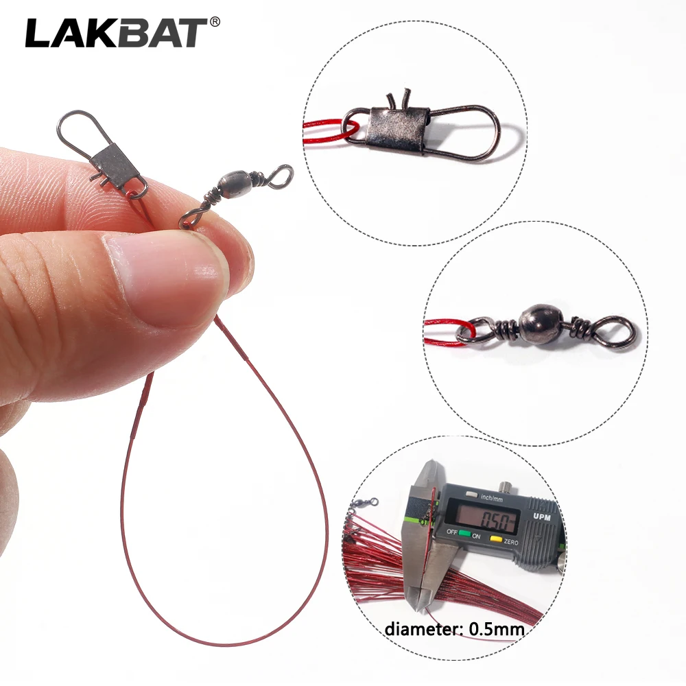 LAKBAT 20Pcs Steel Wire Leader Anti Bite Fishing Line Leash Swivel Snap Connector Pesca Sea Fishing Tackle Accessories Stainless gallery 5