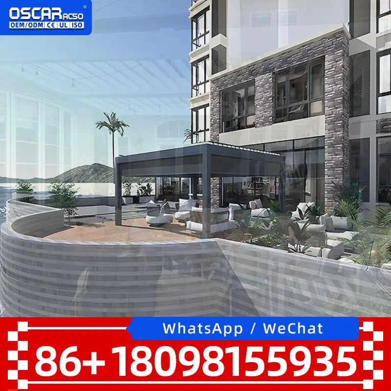 Smart Remote Sun Shading Wall Mounted Outdoor Shelter Patio Roof for Garden Balcony Terrace pergola