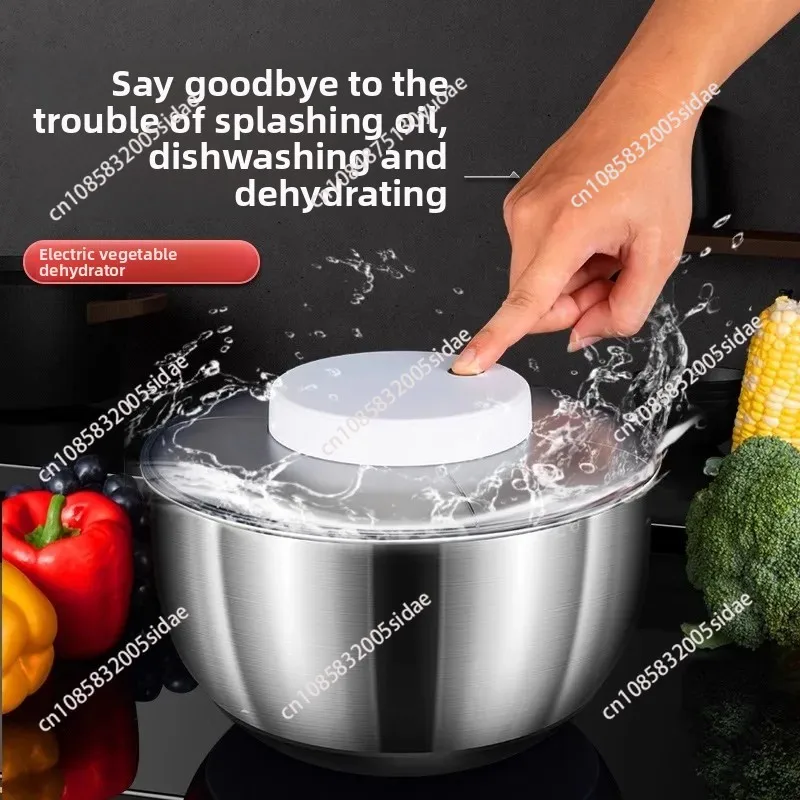 Electric stainless steel vegetable drain washing basket dehydrator salad dehydrator vegetable dryer
