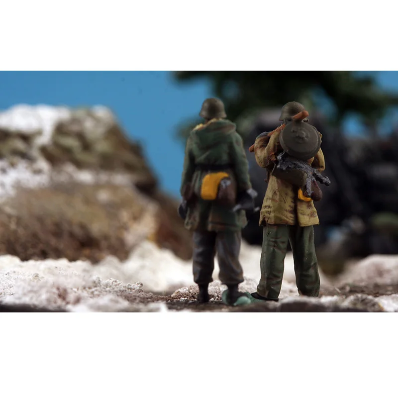 1:72 Scale Resin German Winter Soldiers 2-member Group Scene Accessory Model Adult Toys Classics Gifts Static Display