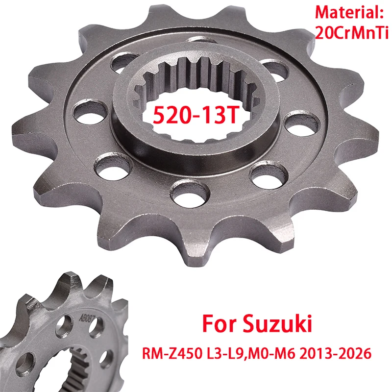 520-13T Moto Front Sprocket Gear Wheels Cam Pinion For Suzuki RM-Z450 L3 L4 L5 L6 L7 L8 L9 M0 M1 M2 M3 M4 M5 M6 2013-2026 RMZ450