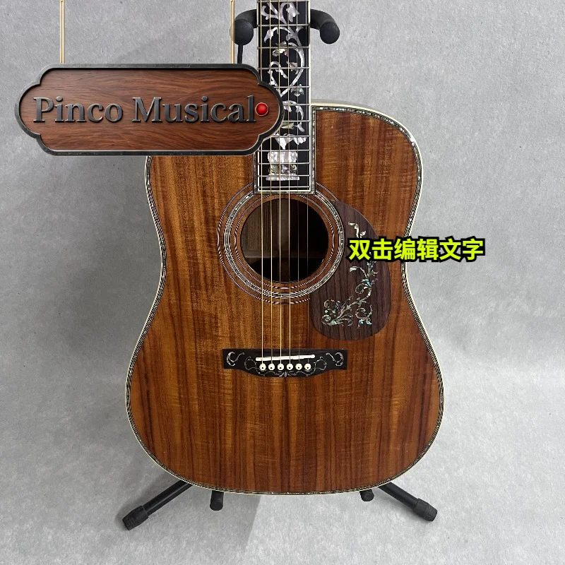 Dtype  41 Inch  All KOA 45 Seriers Acoustic Guitar Koa Body Floral Vine Abalone Inlay Pickguard Singing Fingerstyle Unisex