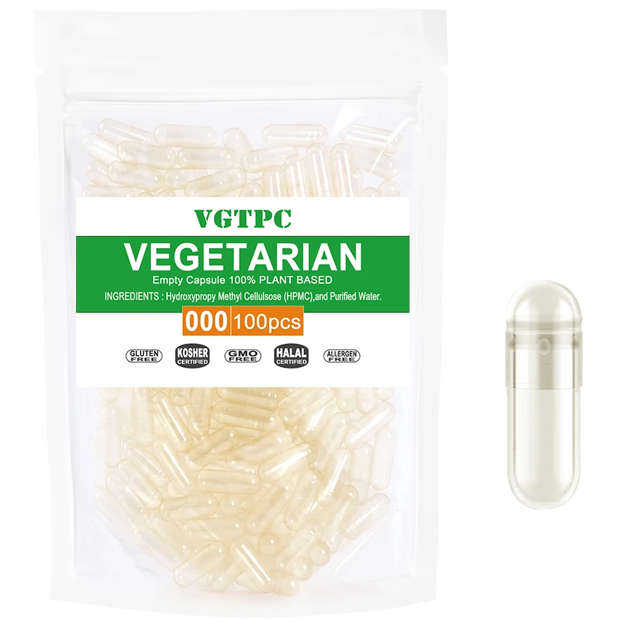 100pcs Size 00# 0# Empty Vegetarian Capsule Clear Transparent Empty Capsule Hard Vegan DIY Filler Veggie Pill Capsules