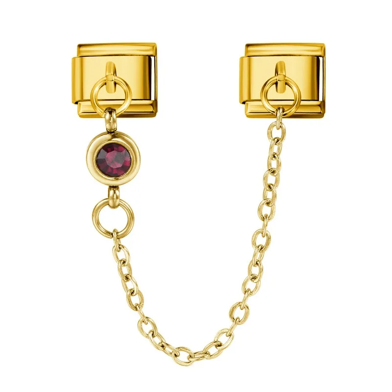 2025 جديد أزياء المرأة الذهبي 12 أشهر عيد ميلاد الزركون الإيطالية سحر 9 مللي متر ربط الفولاذ المقاوم للصدأ الاكسسوارات سوار DIY بها بنفسك مجوهرات #6