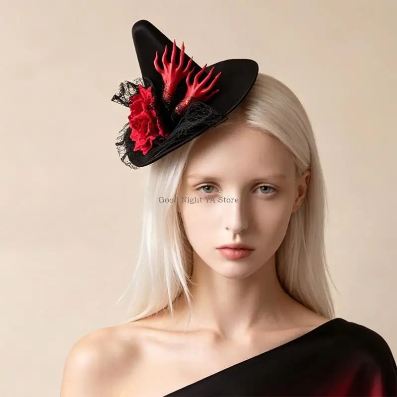  Mini Witch Hat Costume Fascinator Hair Clip for Halloween Parties and Party Use