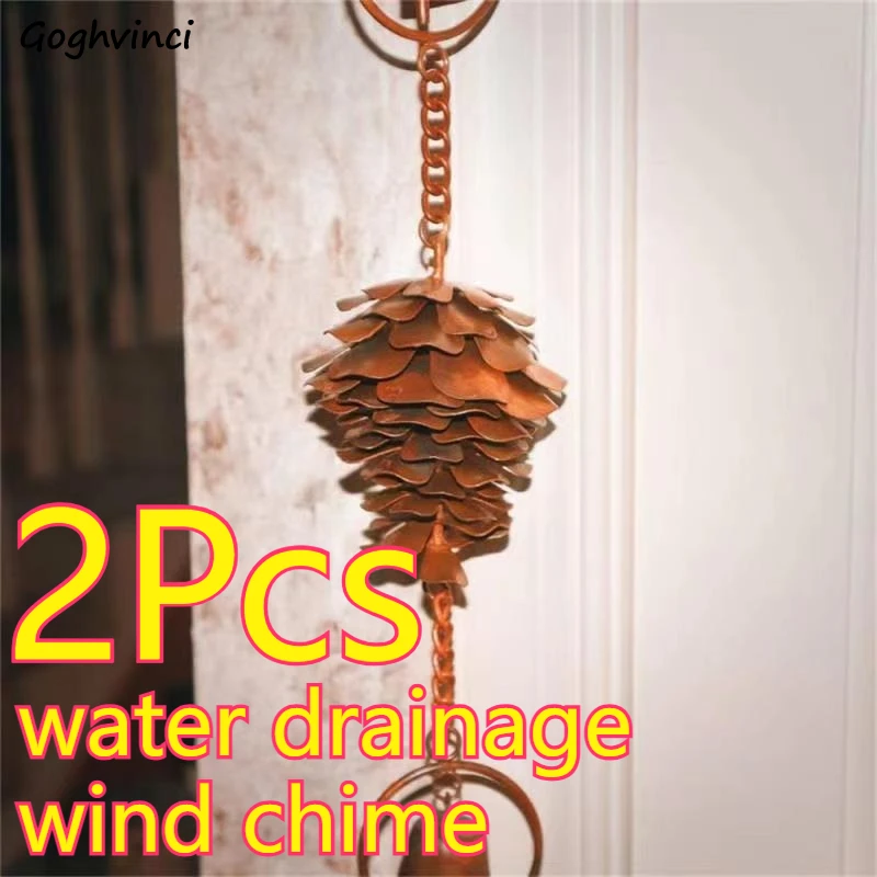 

Дождевые цепи-колокольчики в форме шишек, декоративные уличные, элегантные, для отвода воды, простая установка, прочные, металлические, 2 шт., красивые, полезные