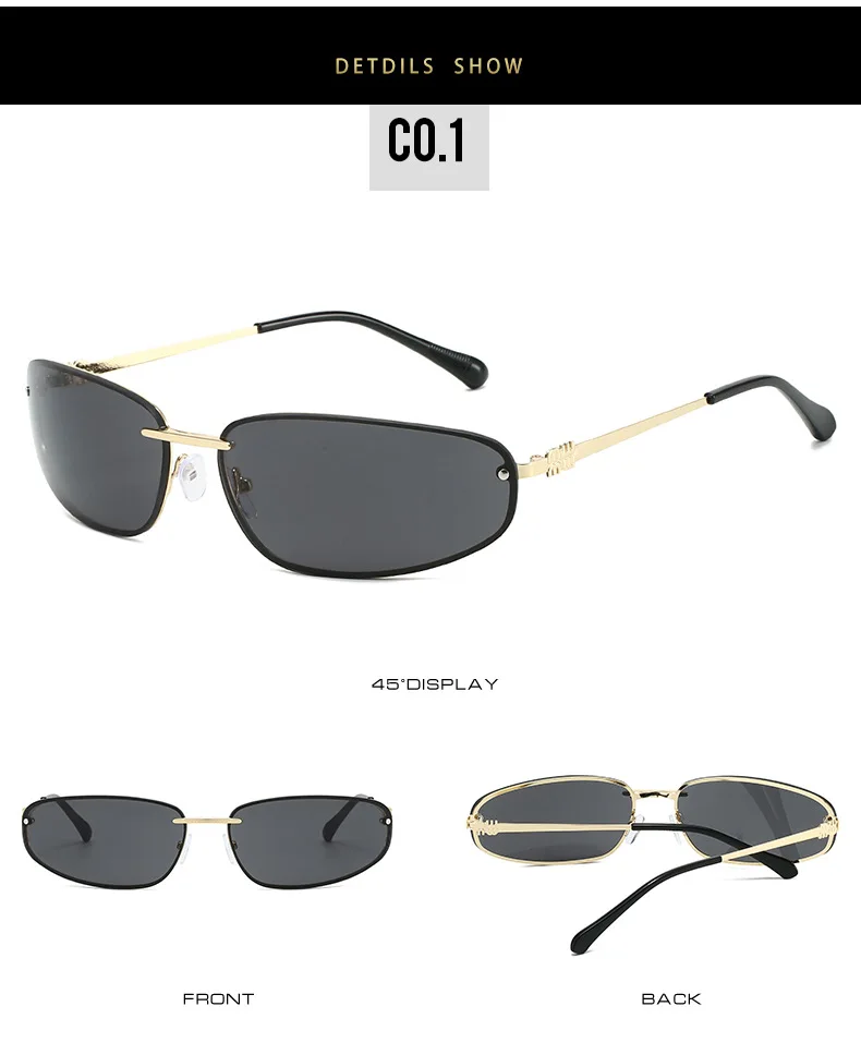 Neue Y2K-Sonnenbrille für Damen und Herren, Vintage-Legierung, kleine quadratische Hip-Hop-Sonnenbrille, Damen-Silber-Spiegelgläser, sexy Shades, Fahrbrille – Detail 8