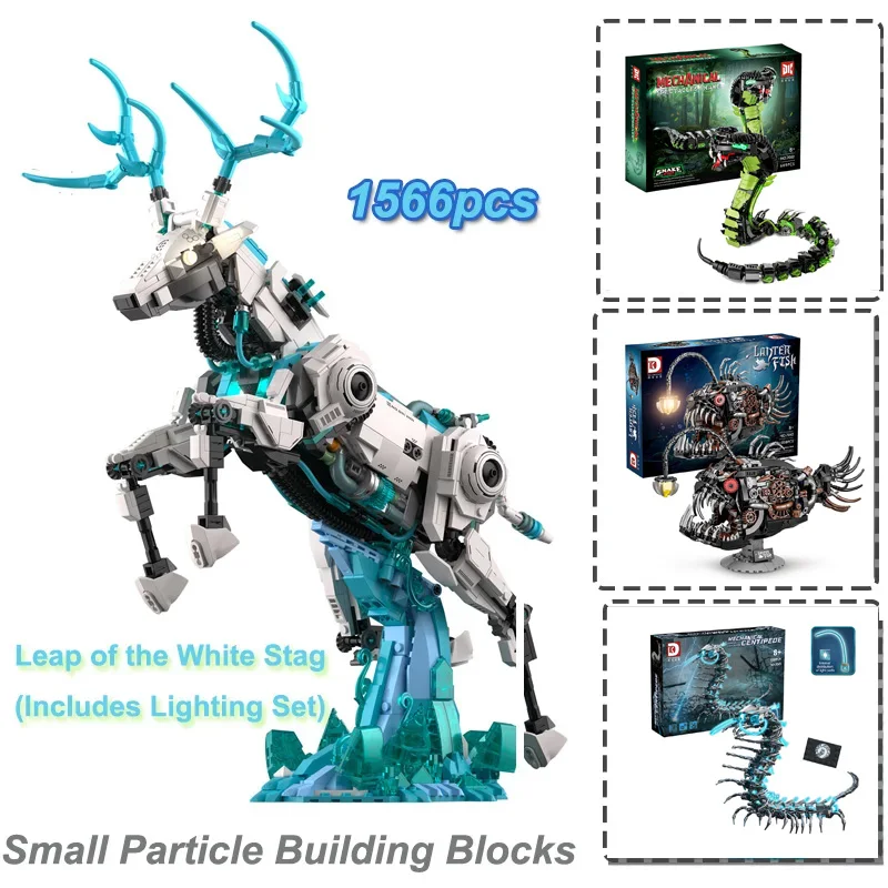 ชุดตัวต่อ MOC ของเล่นเสริมพัฒนาการ รูปสัตว์ การ์ตูน กวาง/งู/ปลาหุ่นยนต์/ตัวต่อแมงป่อง ของเล่น DIY แบบประกอบเอง ของขวัญ