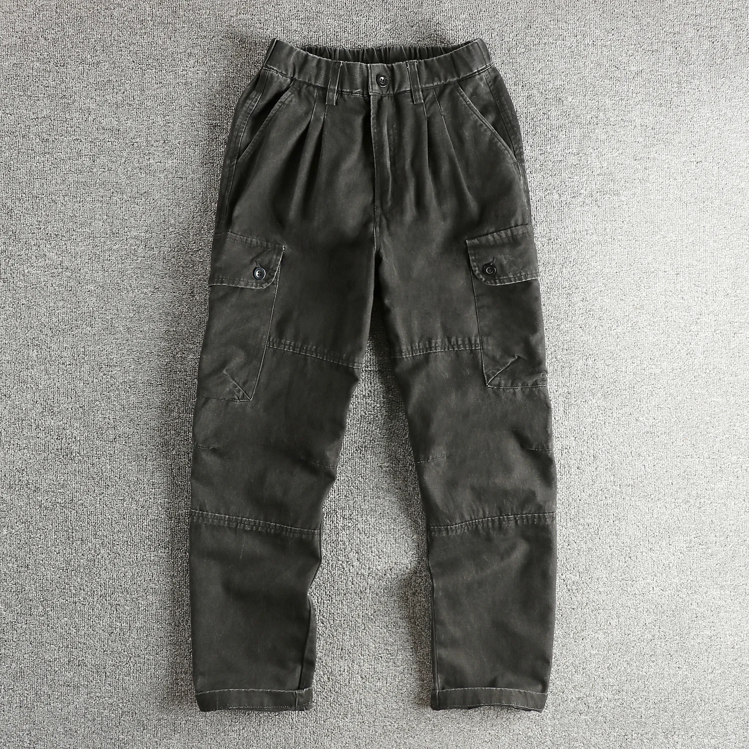 

Retro Japanese Style Pure Cotton Twill Workwear Casual Pants Loose Straight Leg Trendy Long Trousers Heavy Washed Distressed