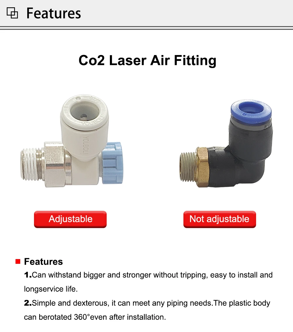 HUNST Laser Maschine Gas Düse Luft Regulierung Durchmesser 6mm 8mm 10 Teile/los für Co2 Laser Kopf. – Detail 1