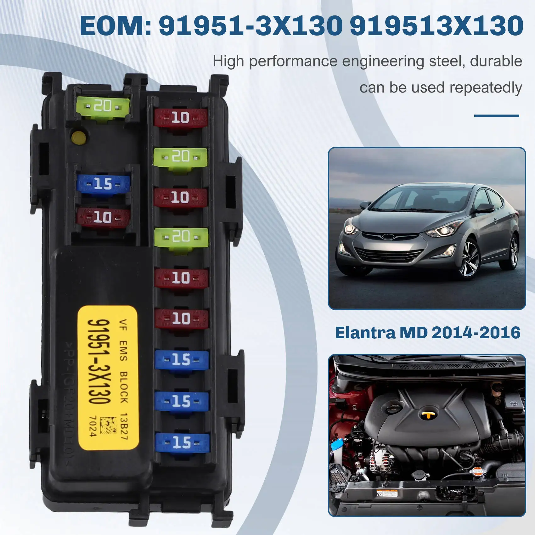 Engine Small Fuse Box For Hyundai Elantra MD 2014-2016 Engine Fuse Box Assyeng Module 91951-3X130 919513X130-ABQA